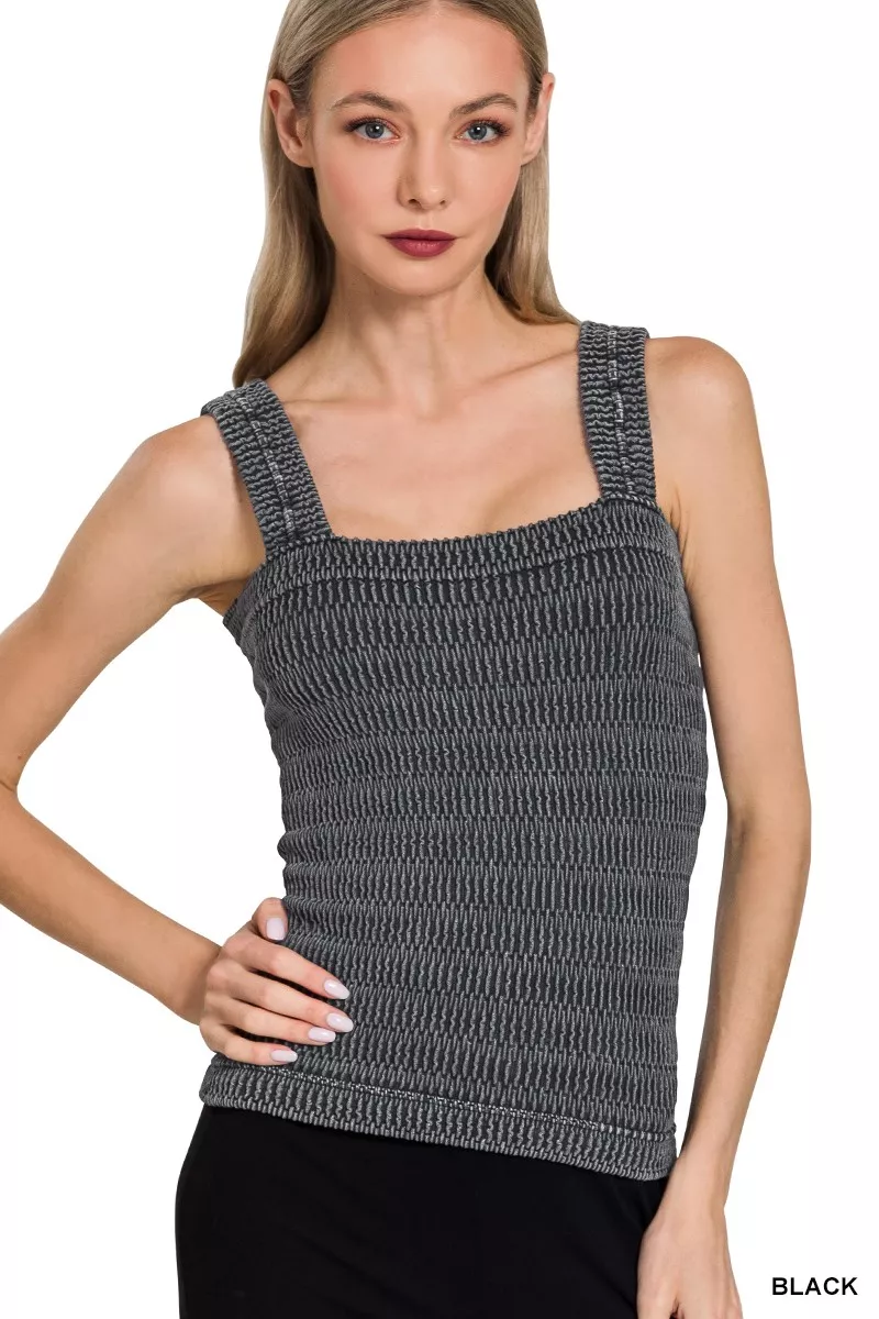 Seamless Winkle Stone Washed Tank Top