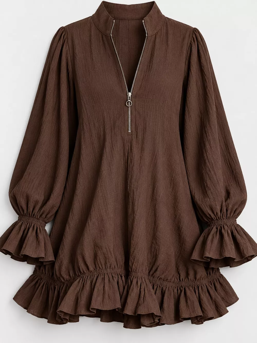 Zipper-Front Ruffle Hem Mini Dress, image 40