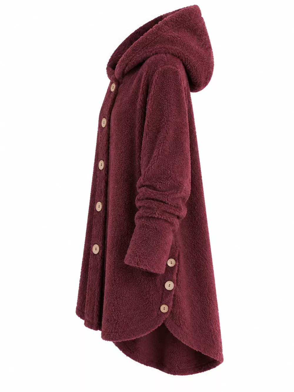 Full Size Fleece Button Up Hooded Outerwear Plus Size, image 10