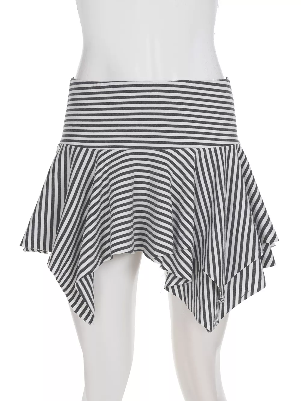 Striped Asymmetrical Hem Mini Skirt, image 5