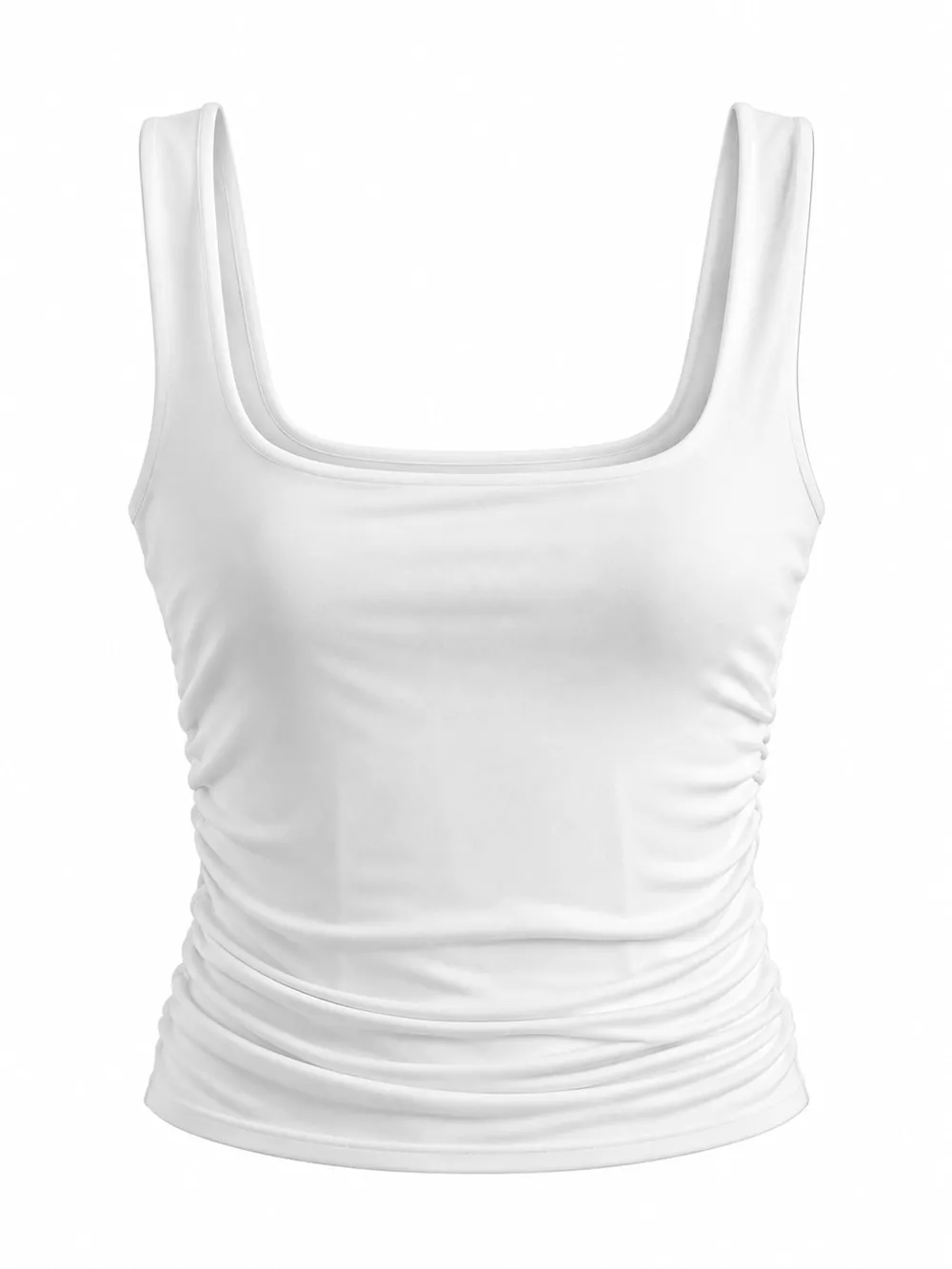 Square Neck Ruched Slim-Fit Tank Top