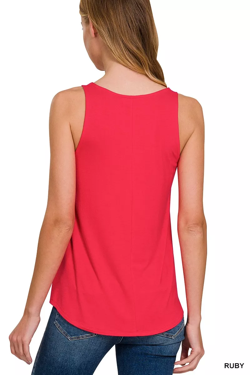 Flowy Hem Rayon Sleeveless Tank Top, image 2
