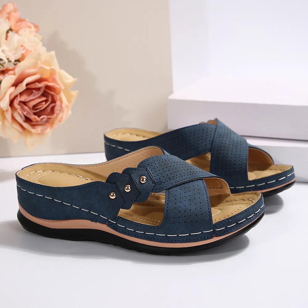 Crisscross Open Toe Wedge Sandals, image 7