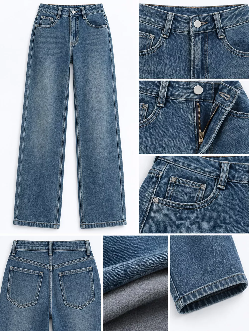 High-Waisted Vintage Wash Wide-Leg Jeans, image 10