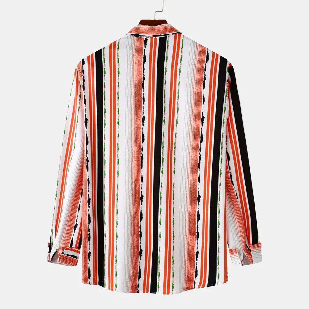 Men's Striped Long Sleeve Button-Up Shirt, image 2