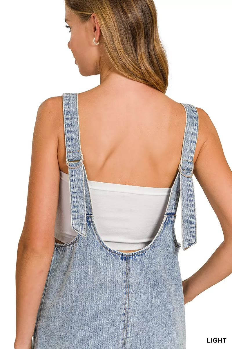 Zenana Denim Overall Dress with Front Pockets, image 7