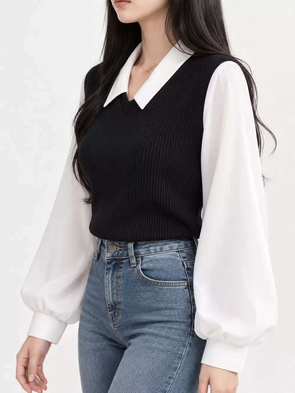 Layered Look Long Sleeve Blouse, image 18