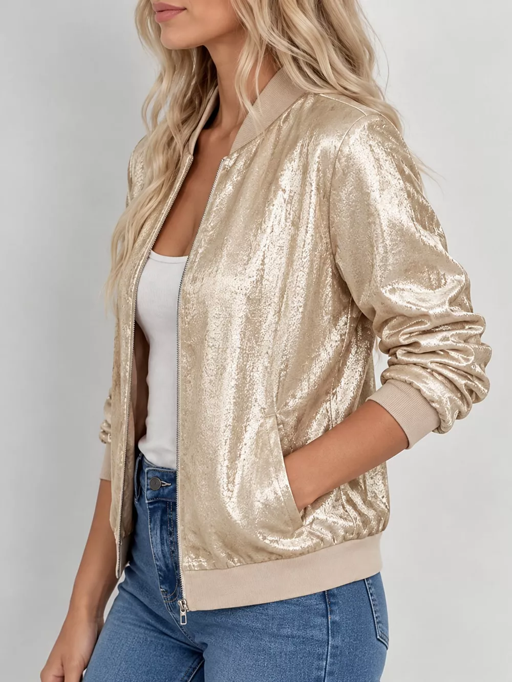 Full Size Zip Up Long Sleeve Jacket Plus Size, image 29