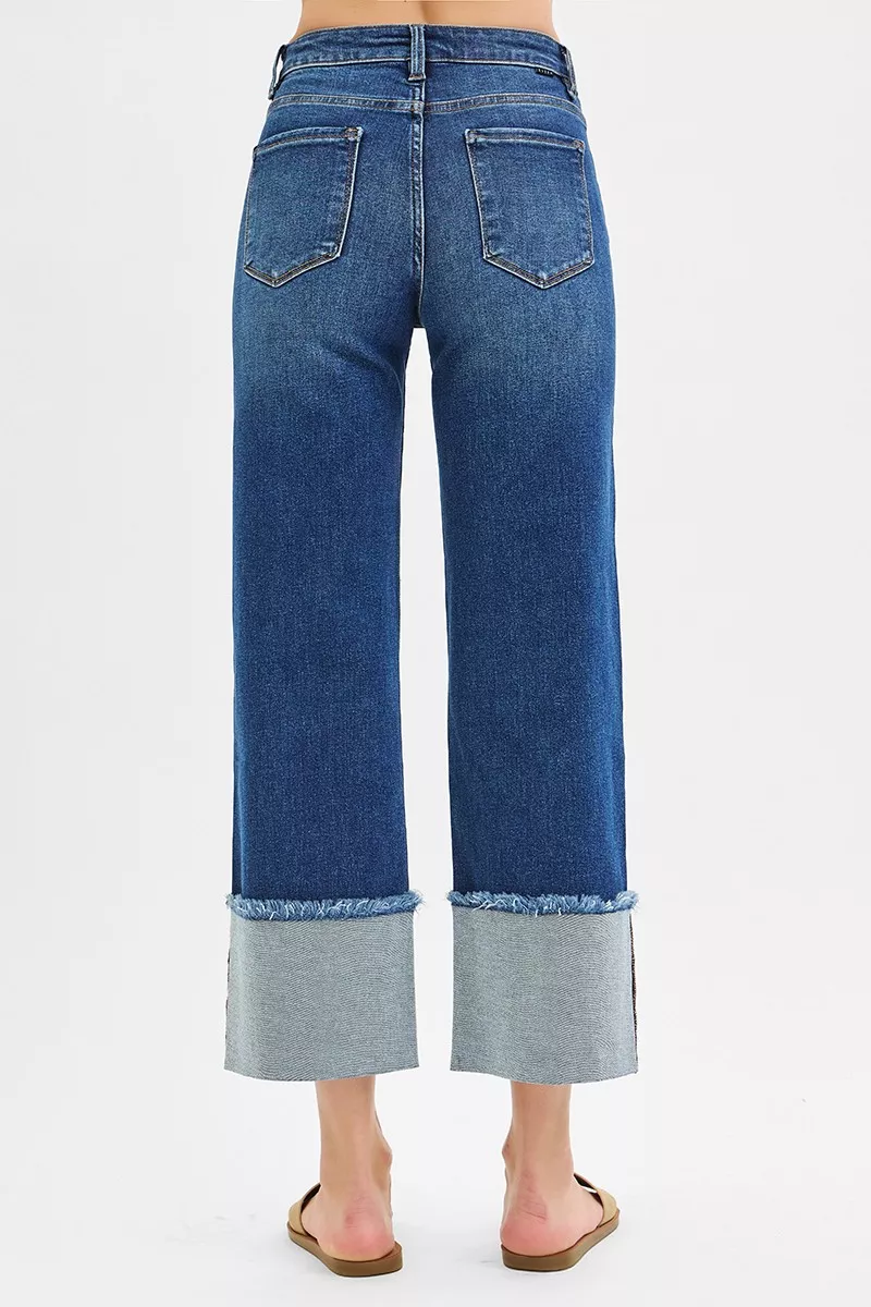 Full Size Mid Rise Crop Wide Wide Cuffed Jeans Plus Size, image 2