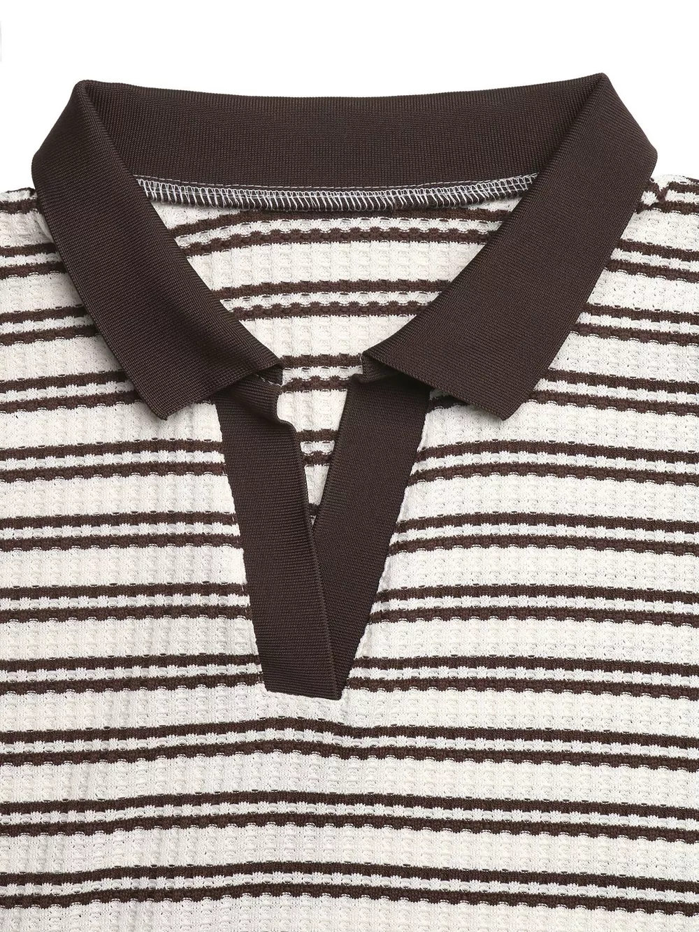 Striped Polo Collar Short Sleeve Top, image 7