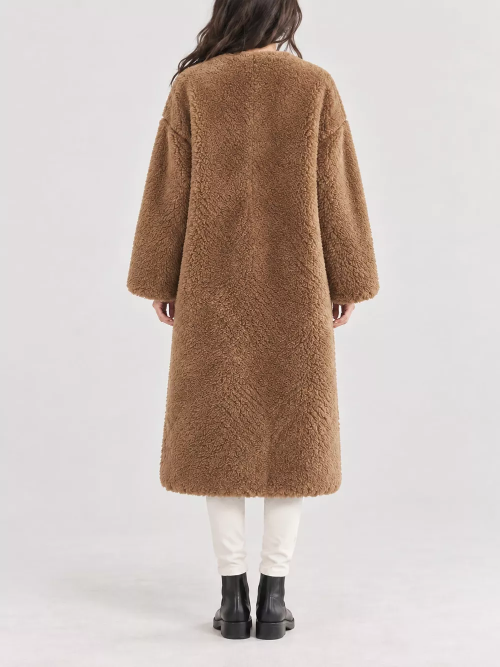 Double-Breasted Fuzzy Longline Outerwear, image 12