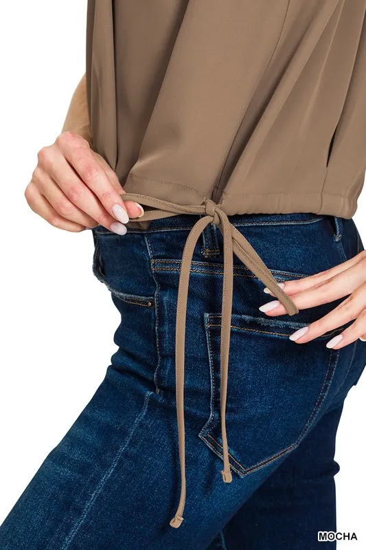 Woven Drawstring Tie Side Sleeveless Top, image 6