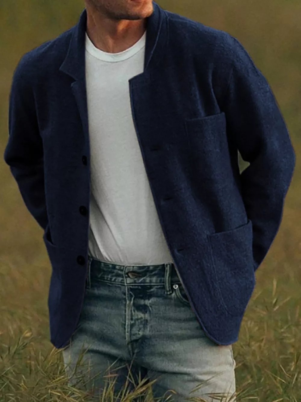 Men's Full Size Button Up Long Sleeve Jacket with Patch Pockets Plus Size, image 6