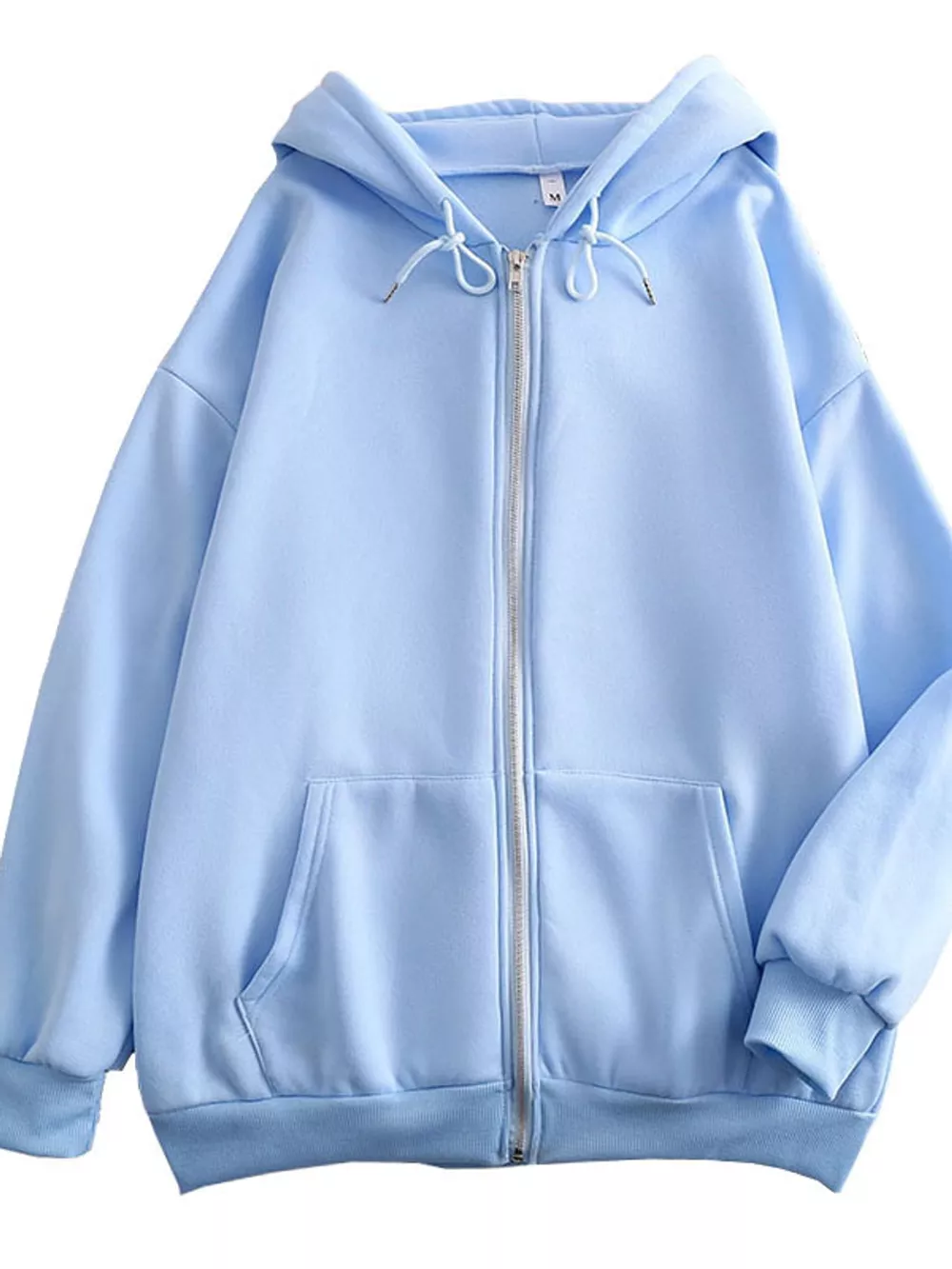 Full Size Oversized Solid Zip-Up Hoodie with Drawstring Plus Size, image 54