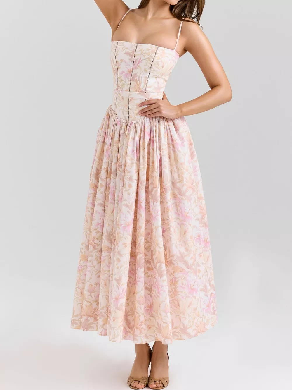 Floral Spaghetti Straps Midi Dress, image 51