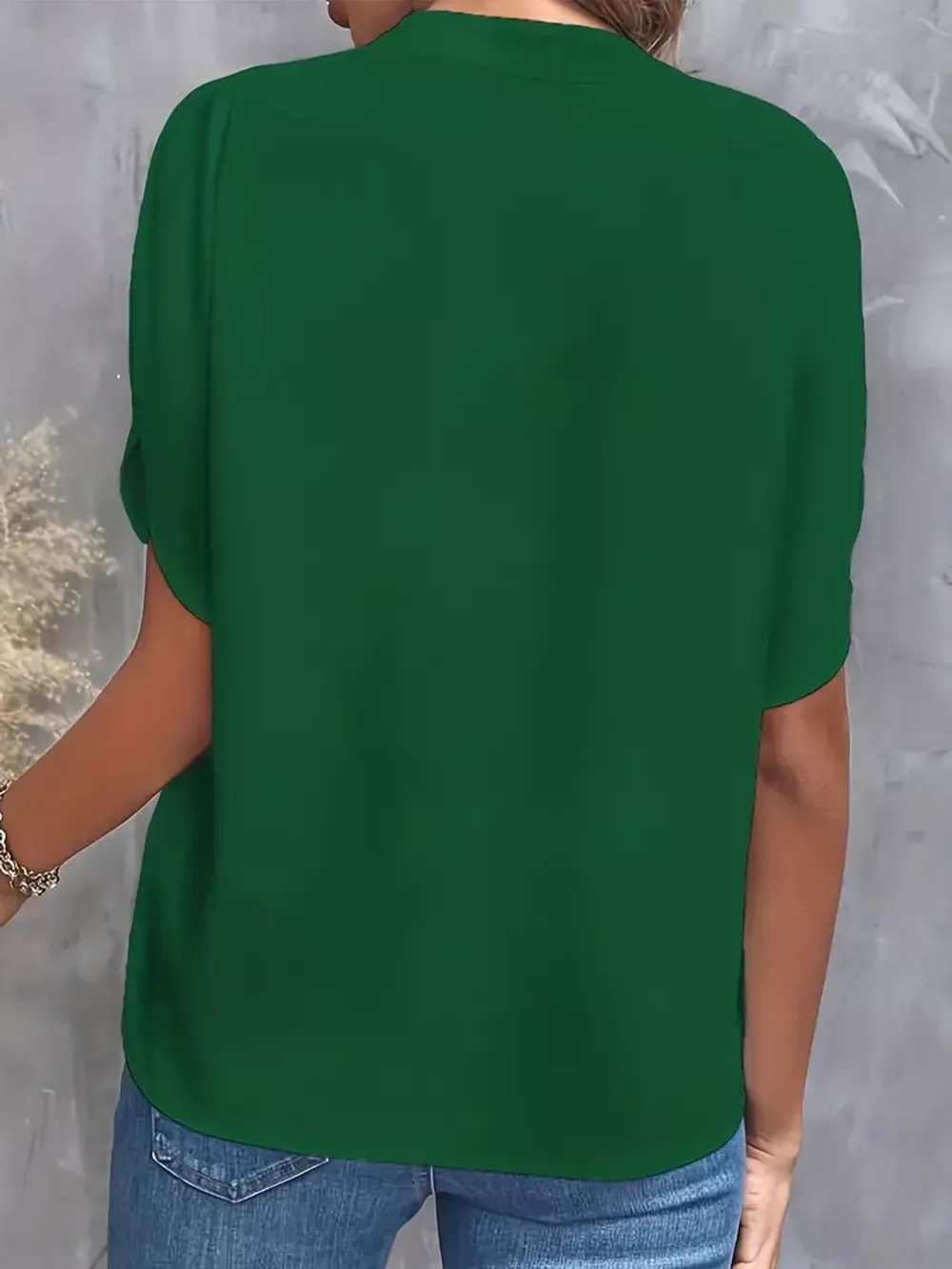 Notched Slit Short Sleeve Blouse, image 8