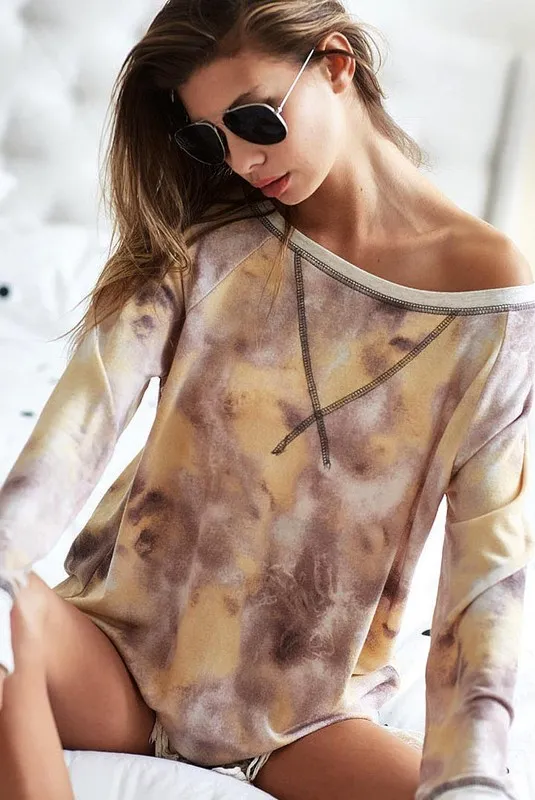 Tie Dye Terry Pull Over With Contrast Stitching, image 6