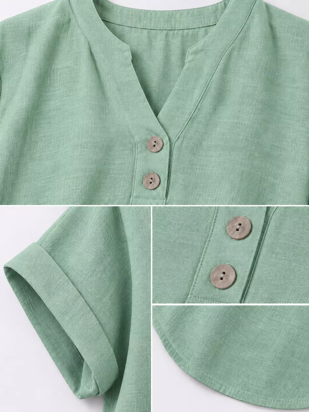 Full Size Button Detail Short Sleeve Blouse Plus Size, image 15