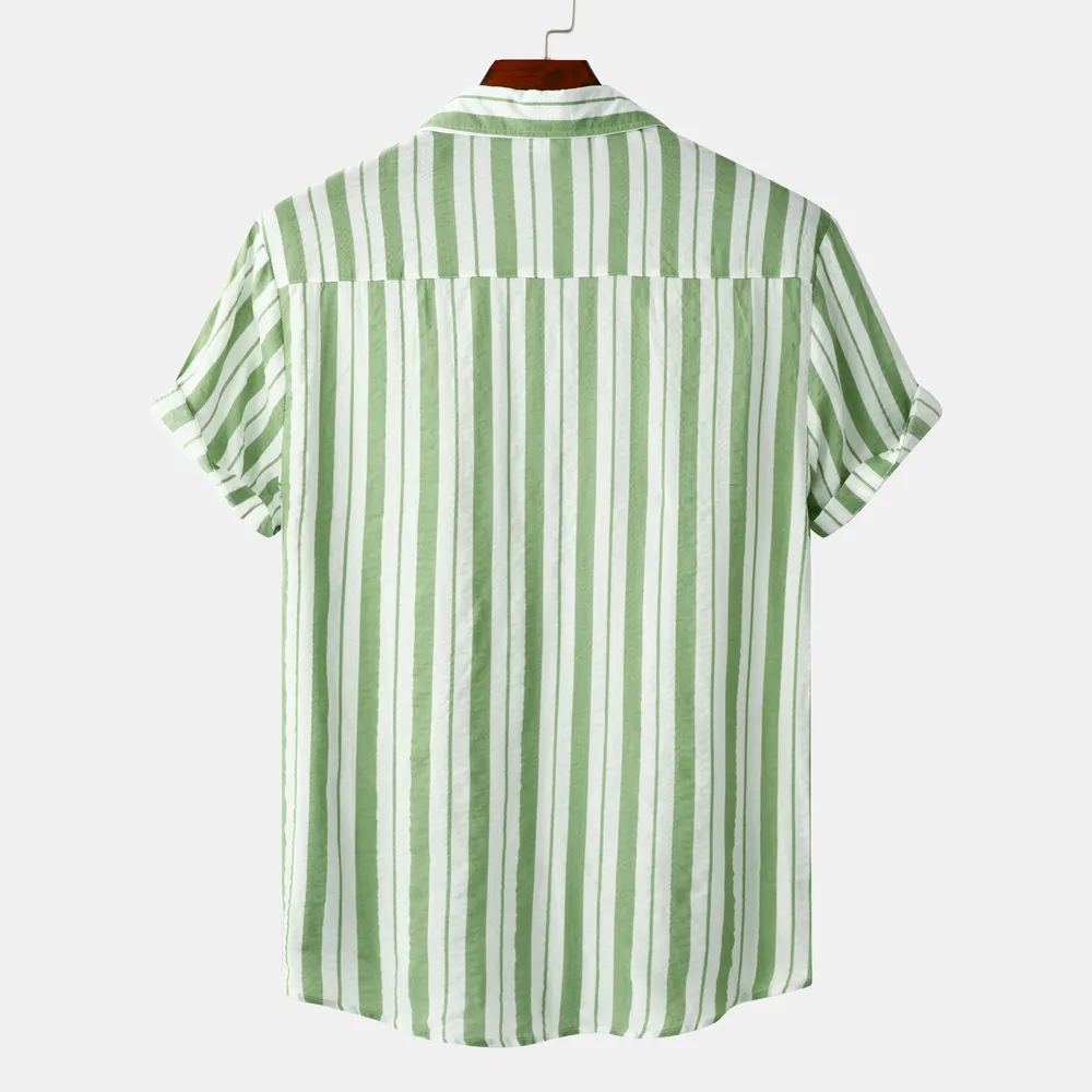 Men's Plus Size Striped Short Sleeve Shirt, image 2
