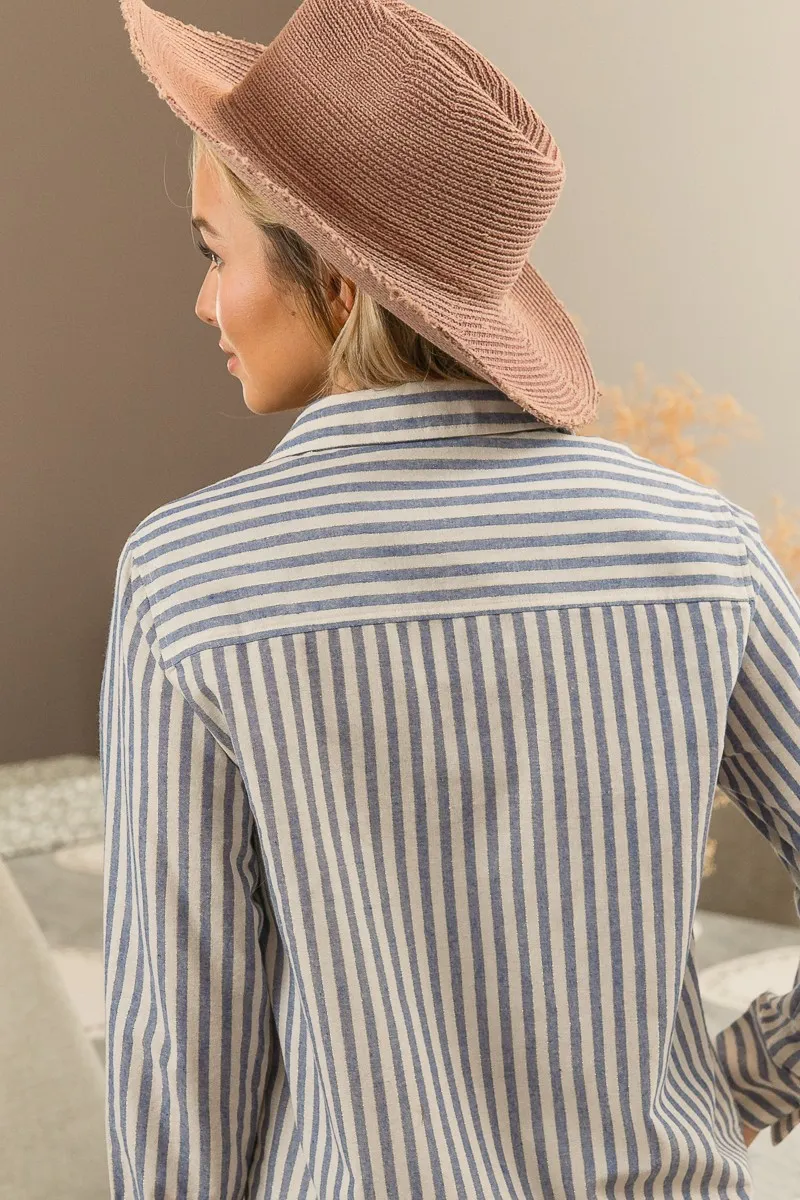 Lurex Linen Stripe Shirt Button Down Top, image 18