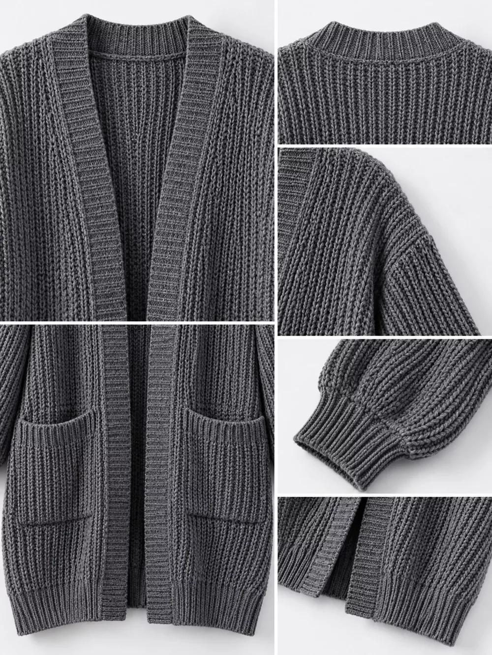 Full Size Chunky Knit Openwork Front Longline Cardigan Plus Size, image 7