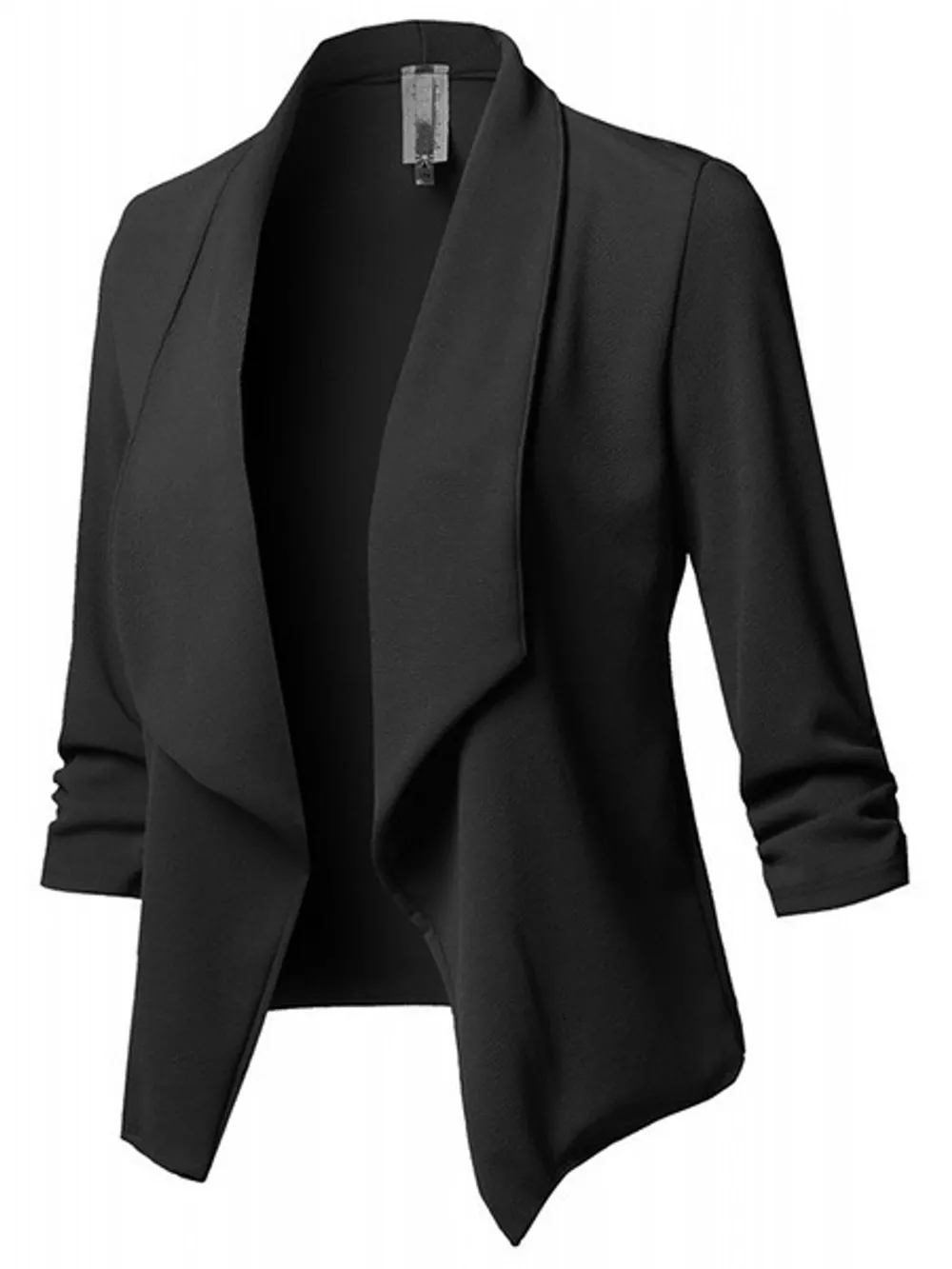 Full Size Open Front Drape Blazer with 3/4 Ruched Sleeves Plus Size, image 20