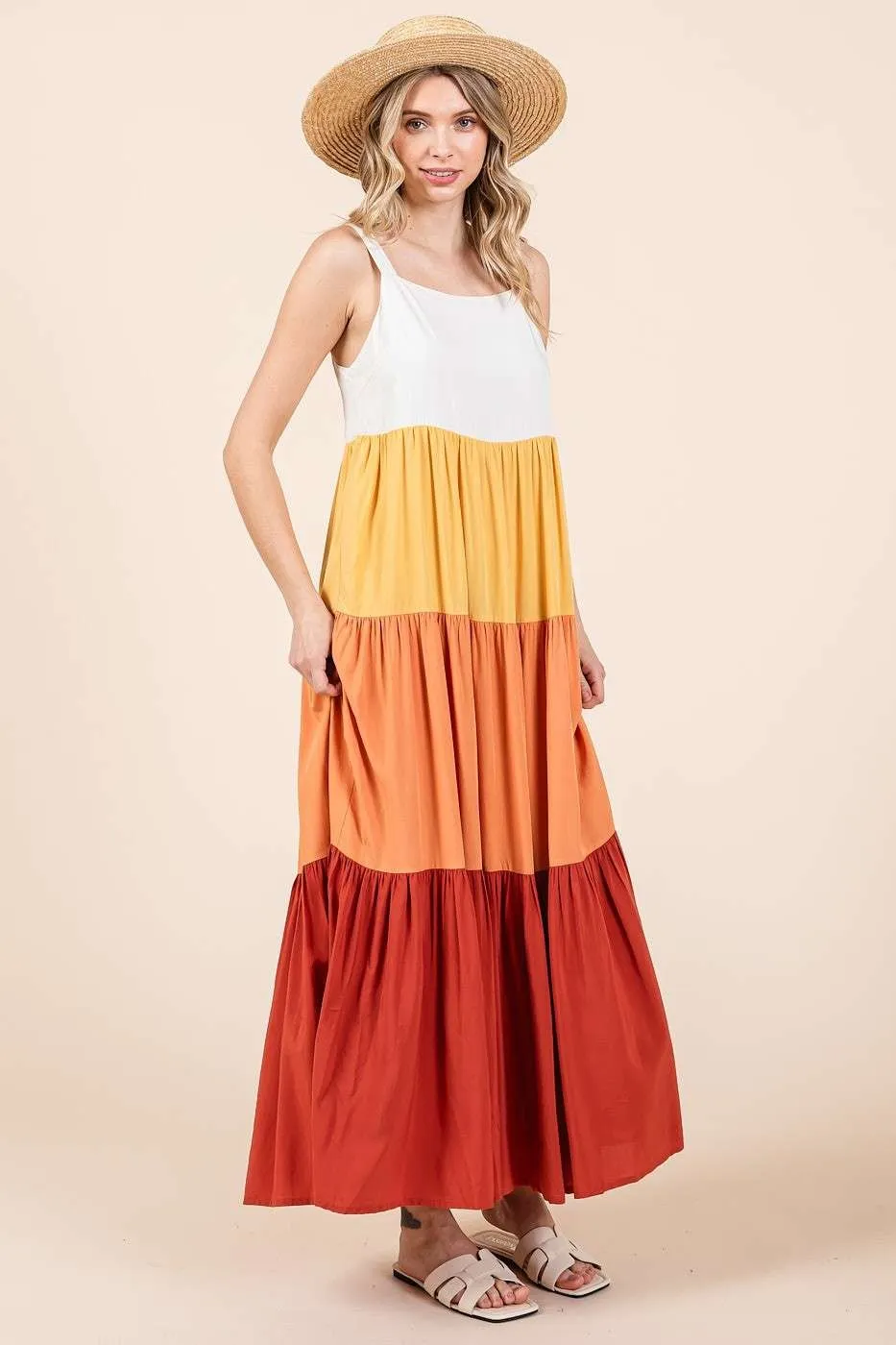 Color Block Tiered Pull-On Maxi Dress, image 2