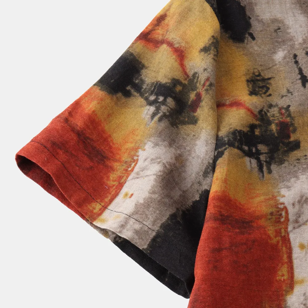 Men's Plus Size Abstract Print Short Sleeve Button-Up Casual Shirt, image 5