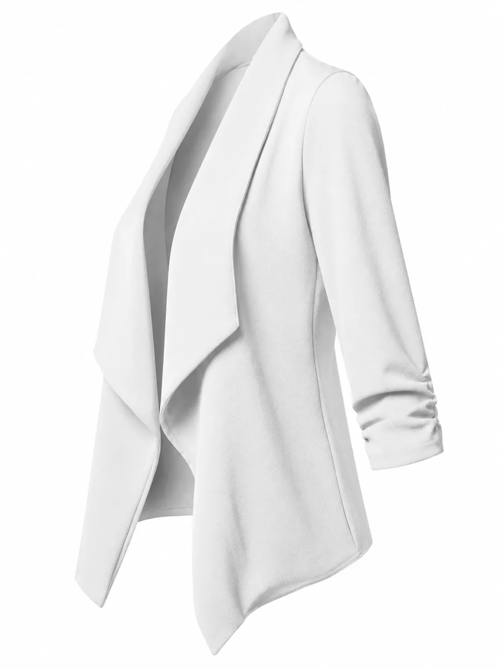 Full Size Open Front Drape Blazer with 3/4 Ruched Sleeves Plus Size, image 3
