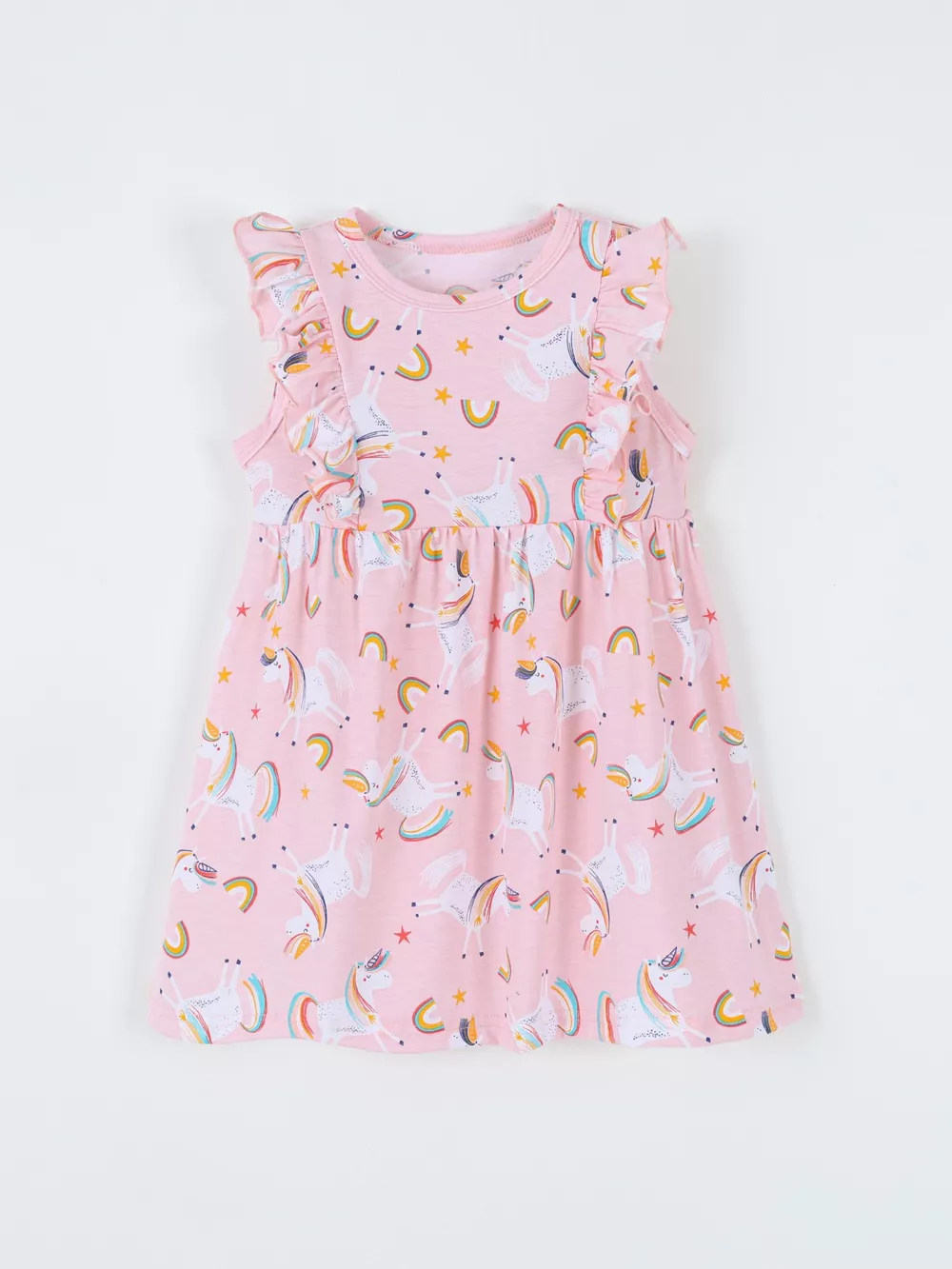 Children's Unicorn Print Ruffle Sleeve Casual Dress, image 2