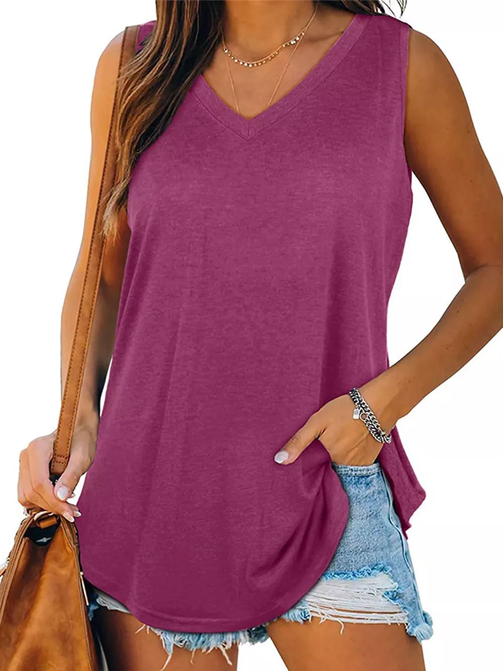 V-Neck Casual Loose Fit Tank Top, image 33