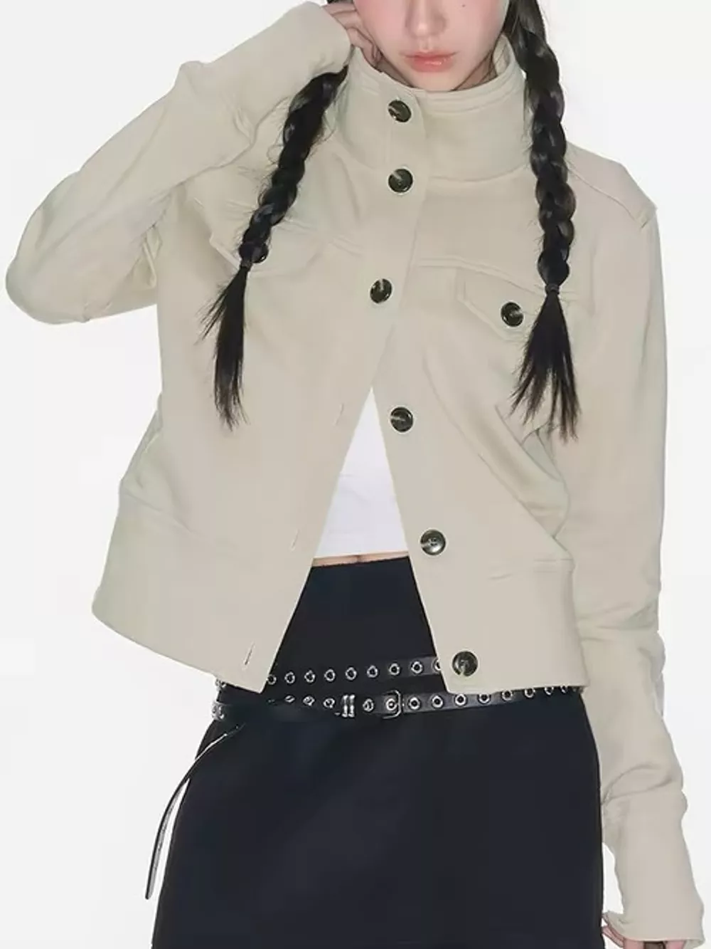 High-Neck Button-Up Jacket, image 5