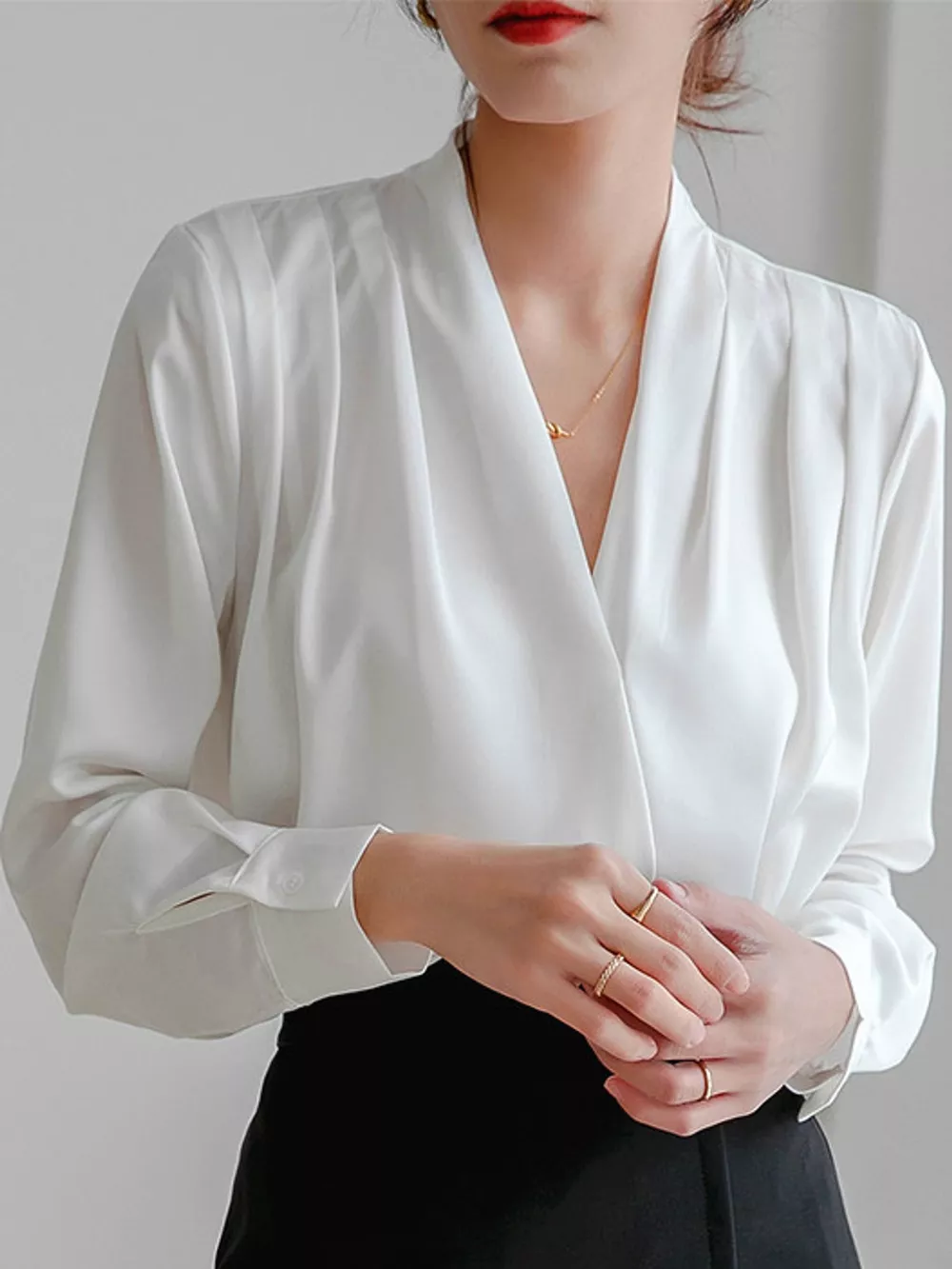 Long Sleeve Satin Blouse, image 4