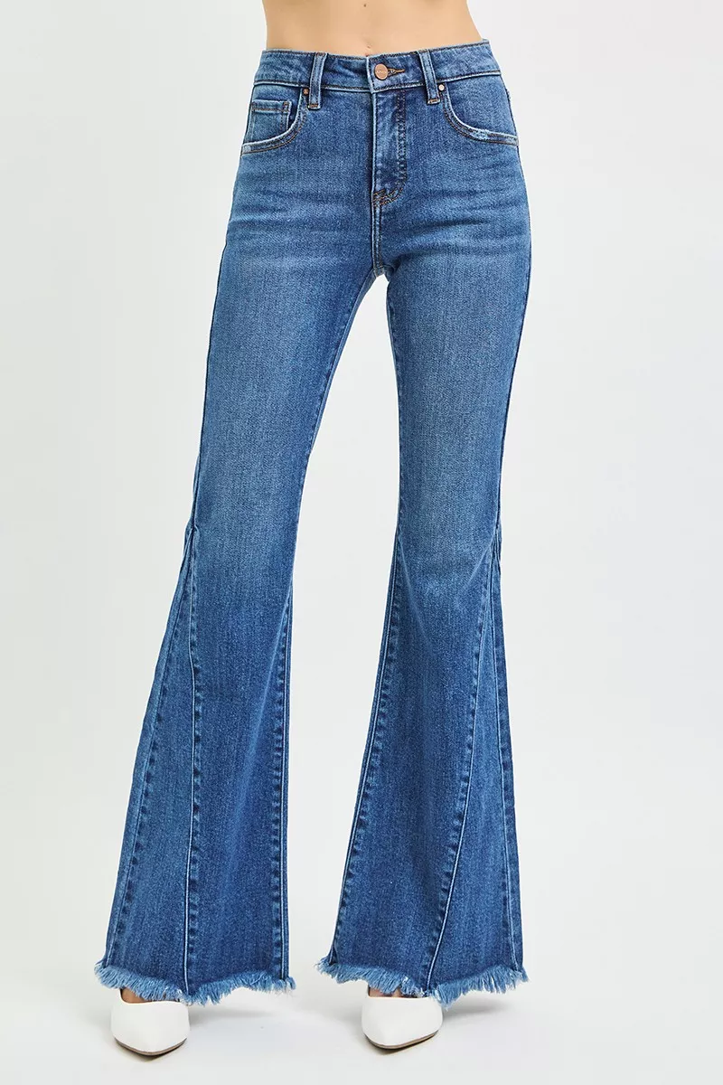 Mid Rise Flare Side Seam Detailing Jeans