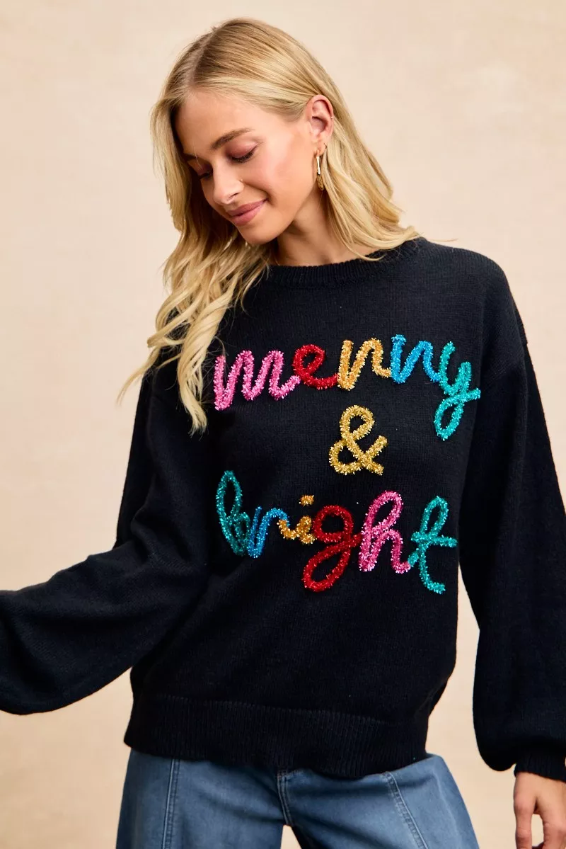Tinsel Lettering Christmas Sweater, image 7