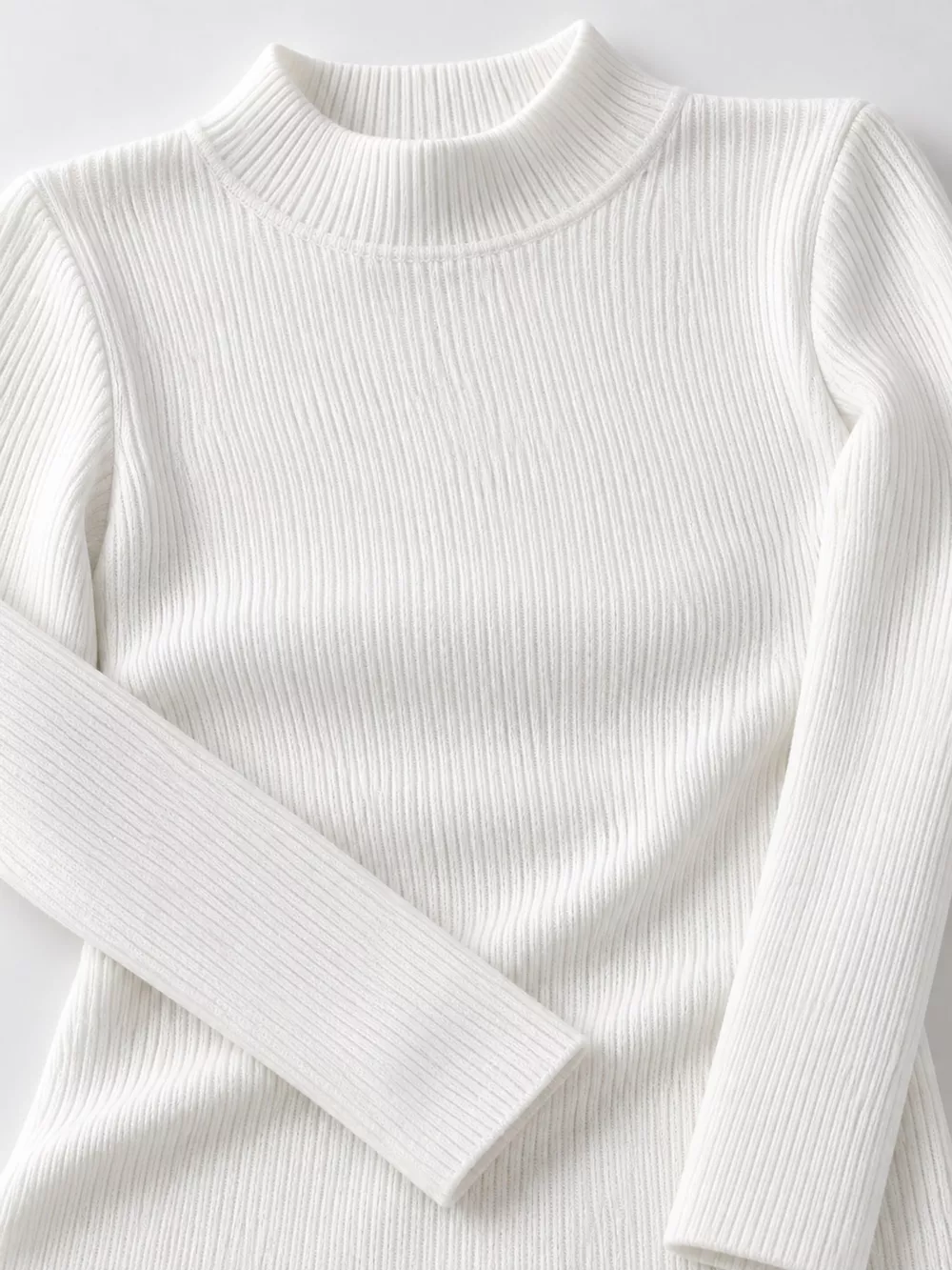 Elegant Slim-Fit Ribbed Mock Neck Knit Top, image 6