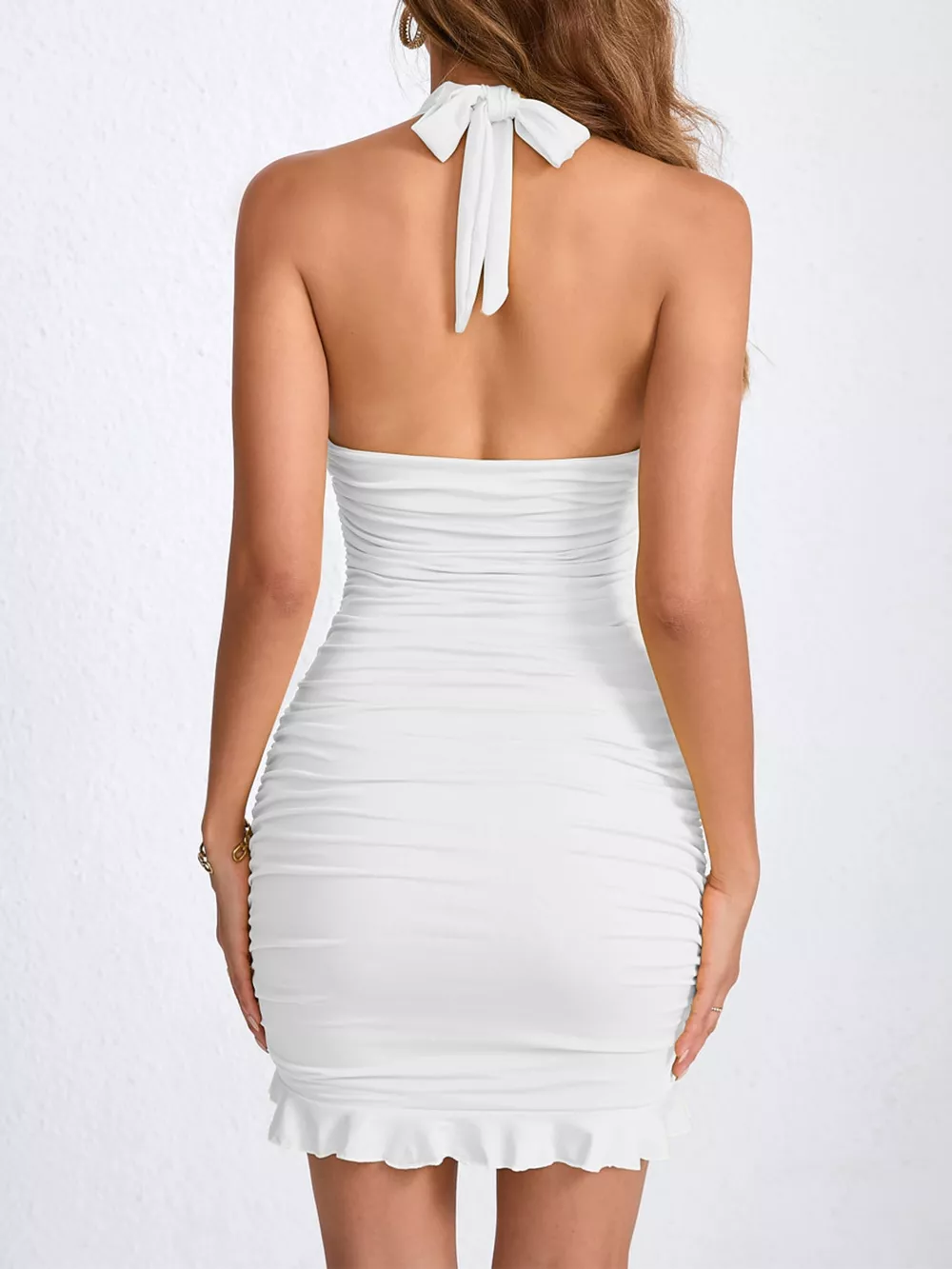 Ruched Halter Neck Bodycon Mini Dress, image 8