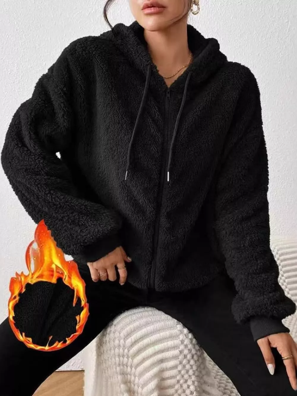 Fleece Zip-Up Hooded Jacket, image 4