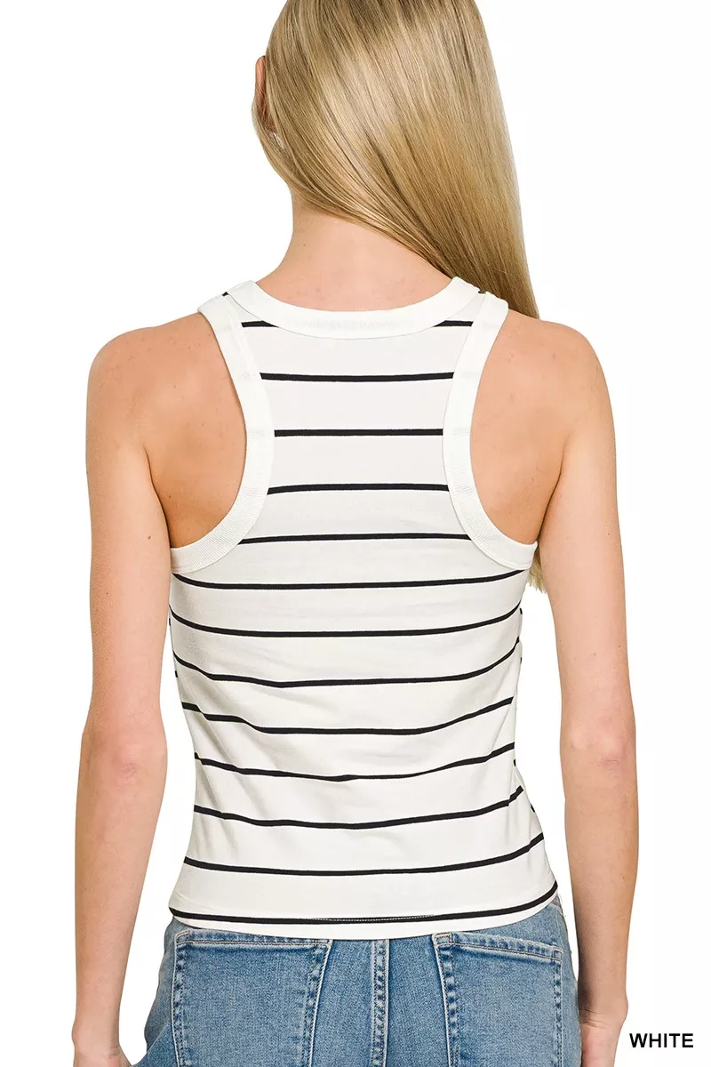Striped Round Neck Tank Top, image 2