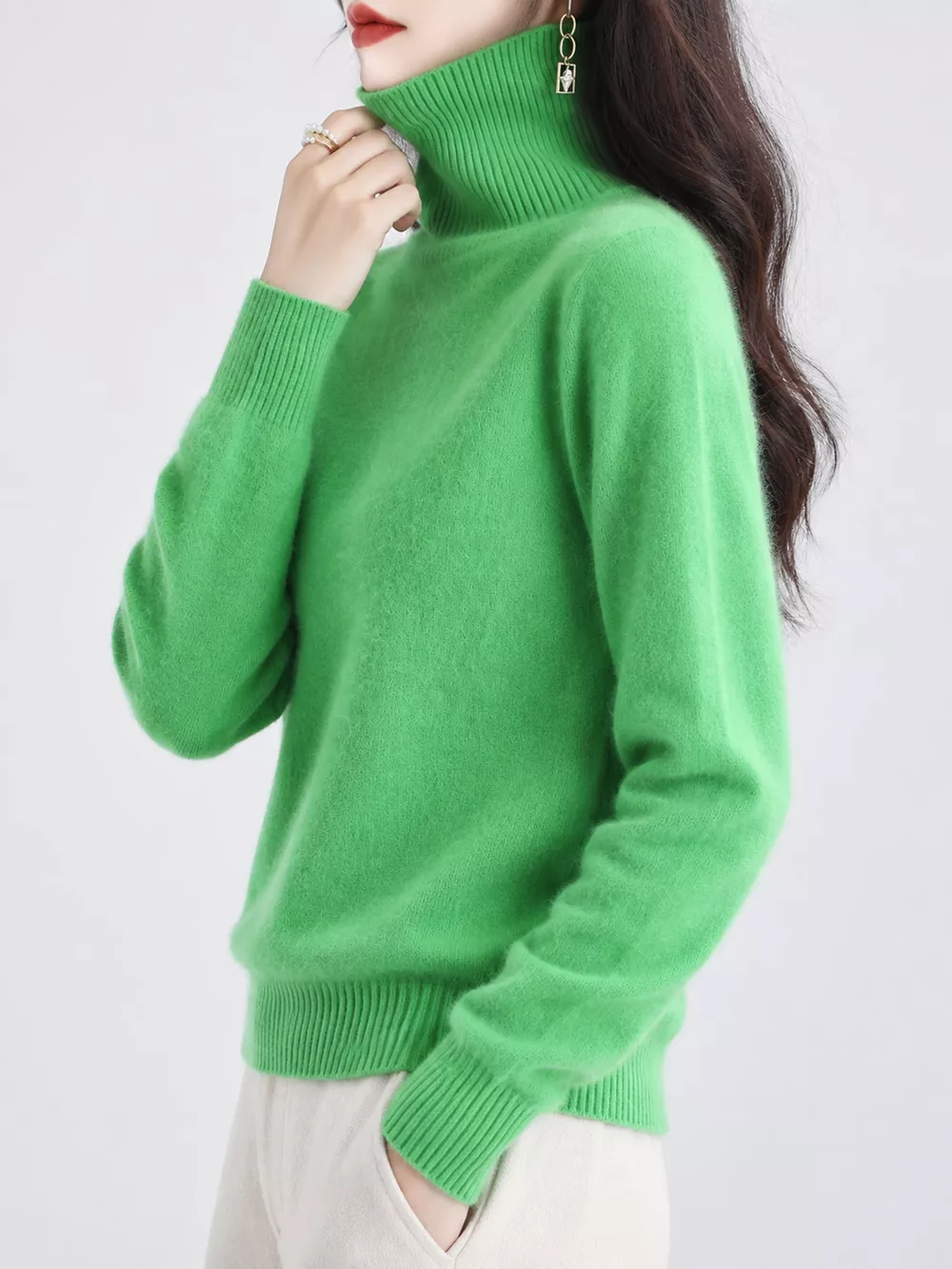Full Size Turtleneck Long Sleeve Sweater Plus Size, image 46
