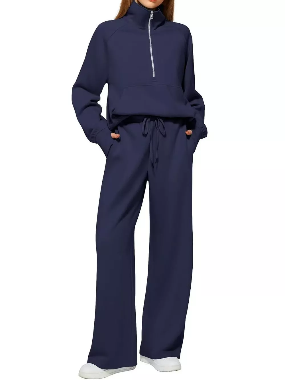 Half-Zip Sweatshirt and Wide-Leg Pants Set, image 43