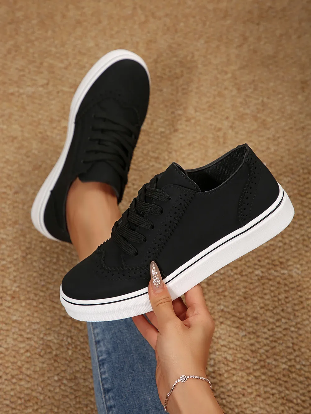 Lace Up Round Toe Platform Sneakers, image 16