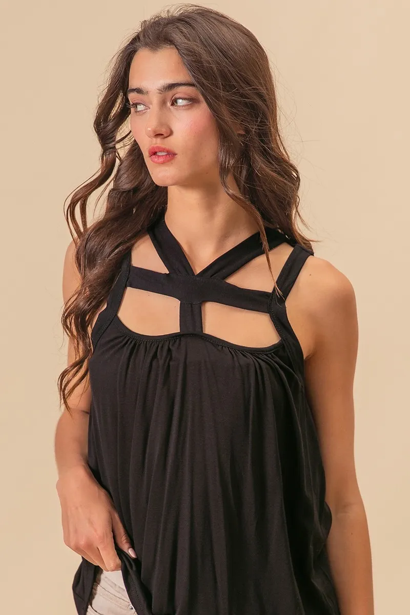 Rayon Span Jersey Cut Out with Straps Detailed, image 3