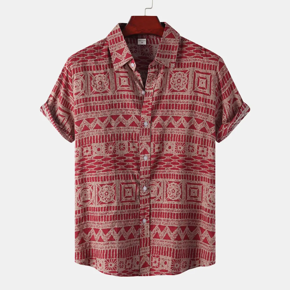 Men's Plus Size Printed Button Up Short Sleeve Shirt, image 9