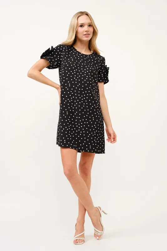 Embellished Sleeve Polka Dots Shift Dress, image 8