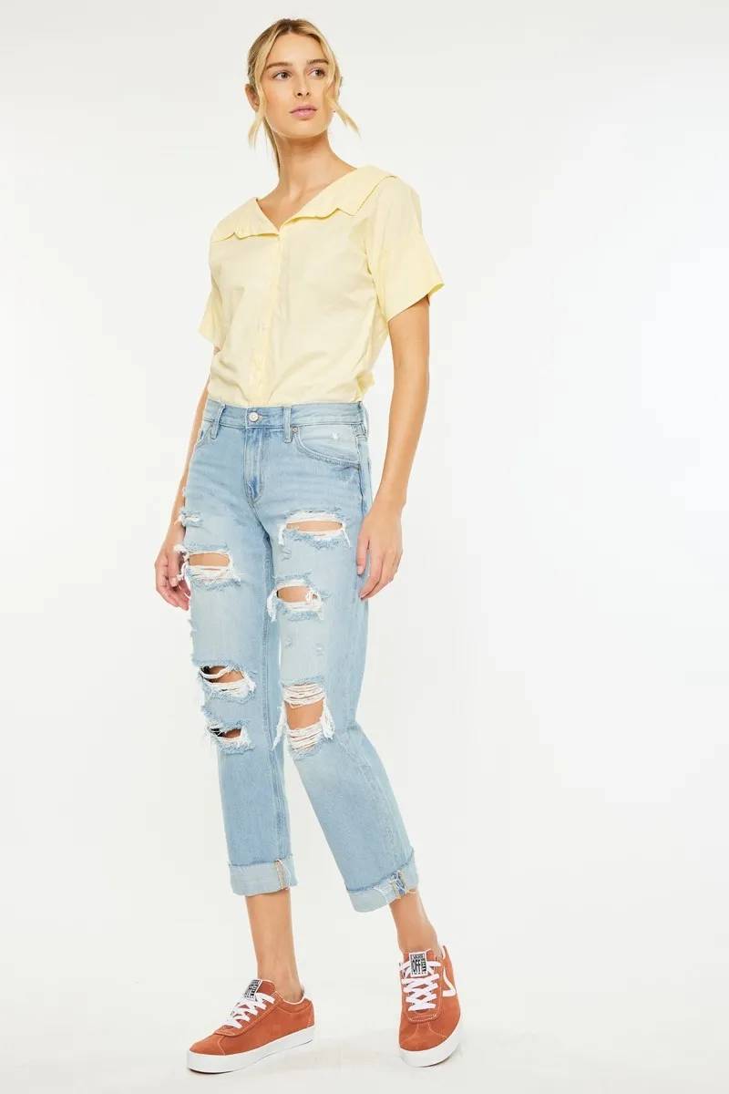 Mid Rise Distressed Boyfriend Jeans, image 2
