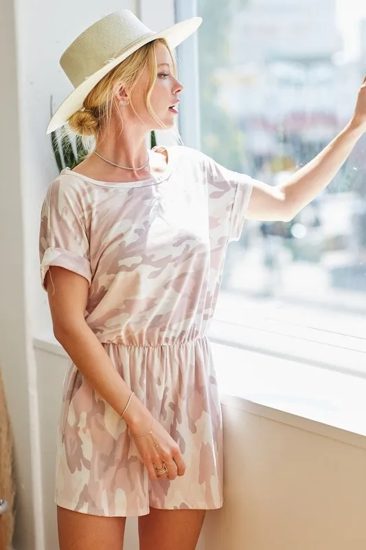 Camo Print French Terry Romper with Side Pockets, image 7