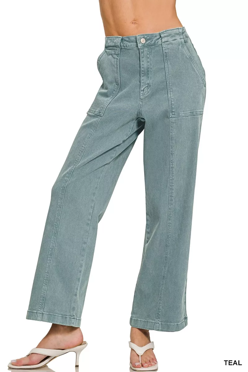 Straight Leg Utility Pocket Jeans