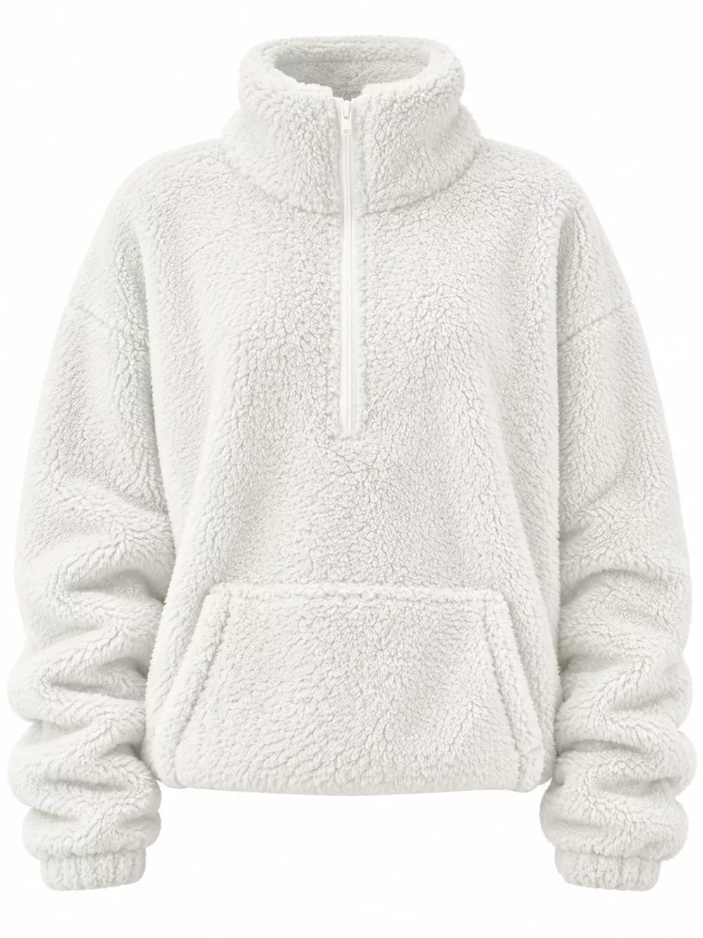 Full Size Sherpa Quarter-Zip Turtleneck Sweatshirt Plus Size, image 5