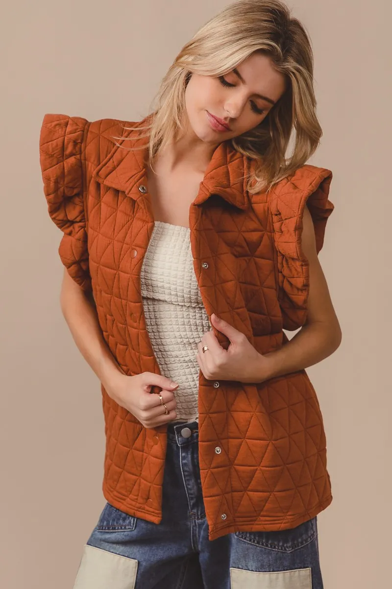 Quilting Knit Ruffle Sleeve Vest, image 3